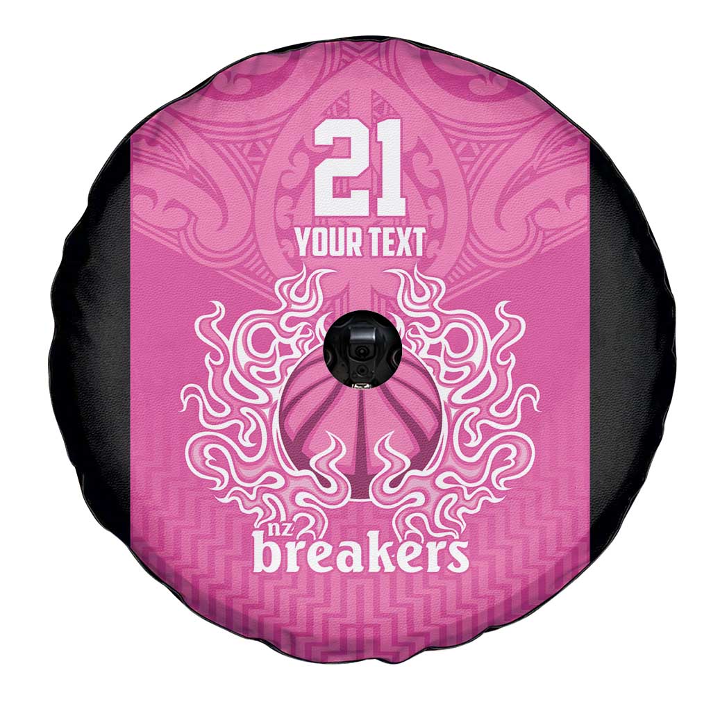 New Zealand Custom Spare Tire Cover Fire Basketball Maori Tribal Pink - Aussie Hoodie