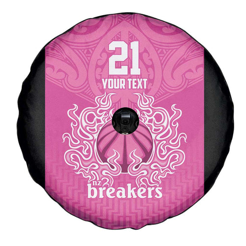 New Zealand Custom Spare Tire Cover Fire Basketball Maori Tribal Pink - Aussie Hoodie