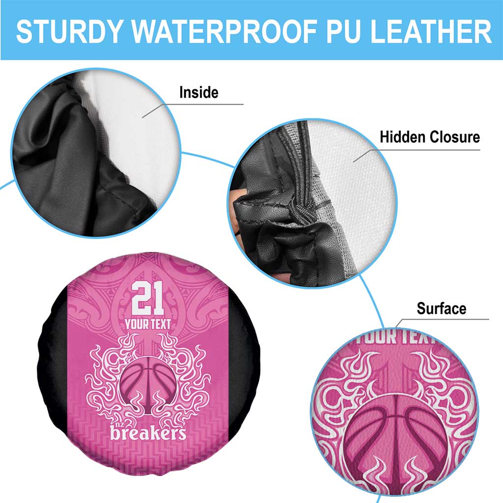 New Zealand Custom Spare Tire Cover Fire Basketball Maori Tribal Pink - Aussie Hoodie