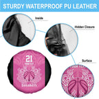 New Zealand Custom Spare Tire Cover Fire Basketball Maori Tribal Pink - Aussie Hoodie