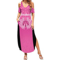 New Zealand Custom Summer Maxi Dress Fire Basketball Maori Tribal Pink - Aussie Hoodie