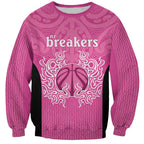 New Zealand Custom Sweatshirt Fire Basketball Maori Tribal Pink - Aussie Hoodie