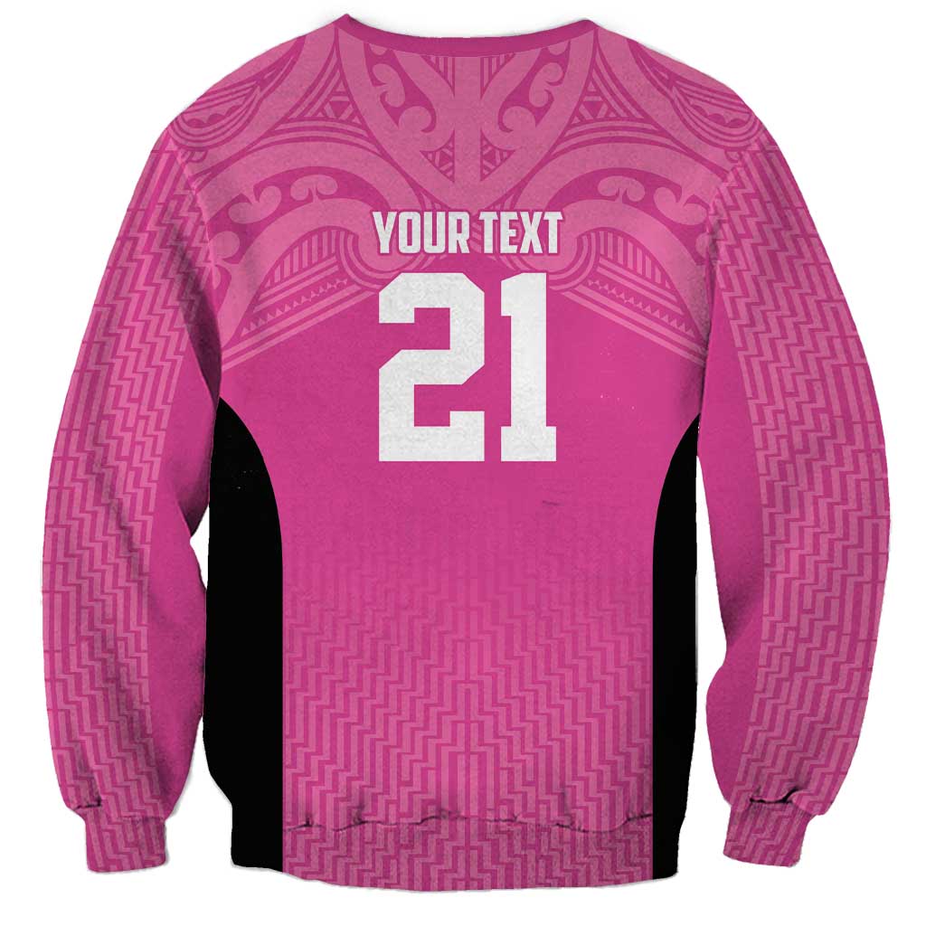 New Zealand Custom Sweatshirt Fire Basketball Maori Tribal Pink - Aussie Hoodie