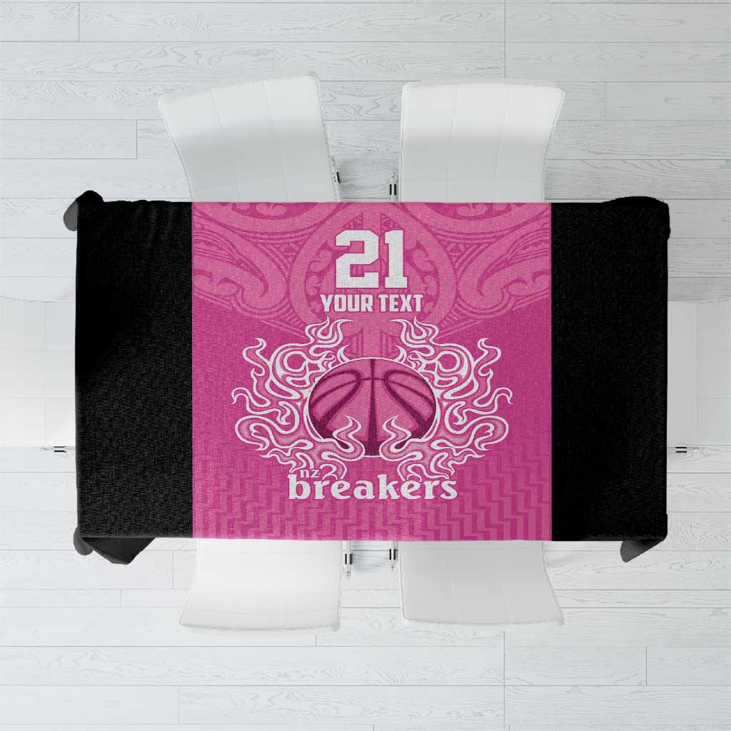 New Zealand Custom Tablecloth Fire Basketball Maori Tribal Pink - Aussie Hoodie