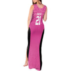 New Zealand Custom Tank Maxi Dress Fire Basketball Maori Tribal Pink - Aussie Hoodie