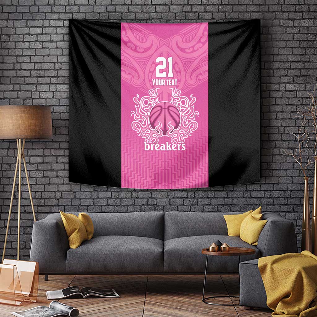 New Zealand Custom Tapestry Fire Basketball Maori Tribal Pink - Aussie Hoodie