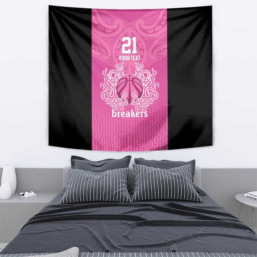 New Zealand Custom Tapestry Fire Basketball Maori Tribal Pink - Aussie Hoodie