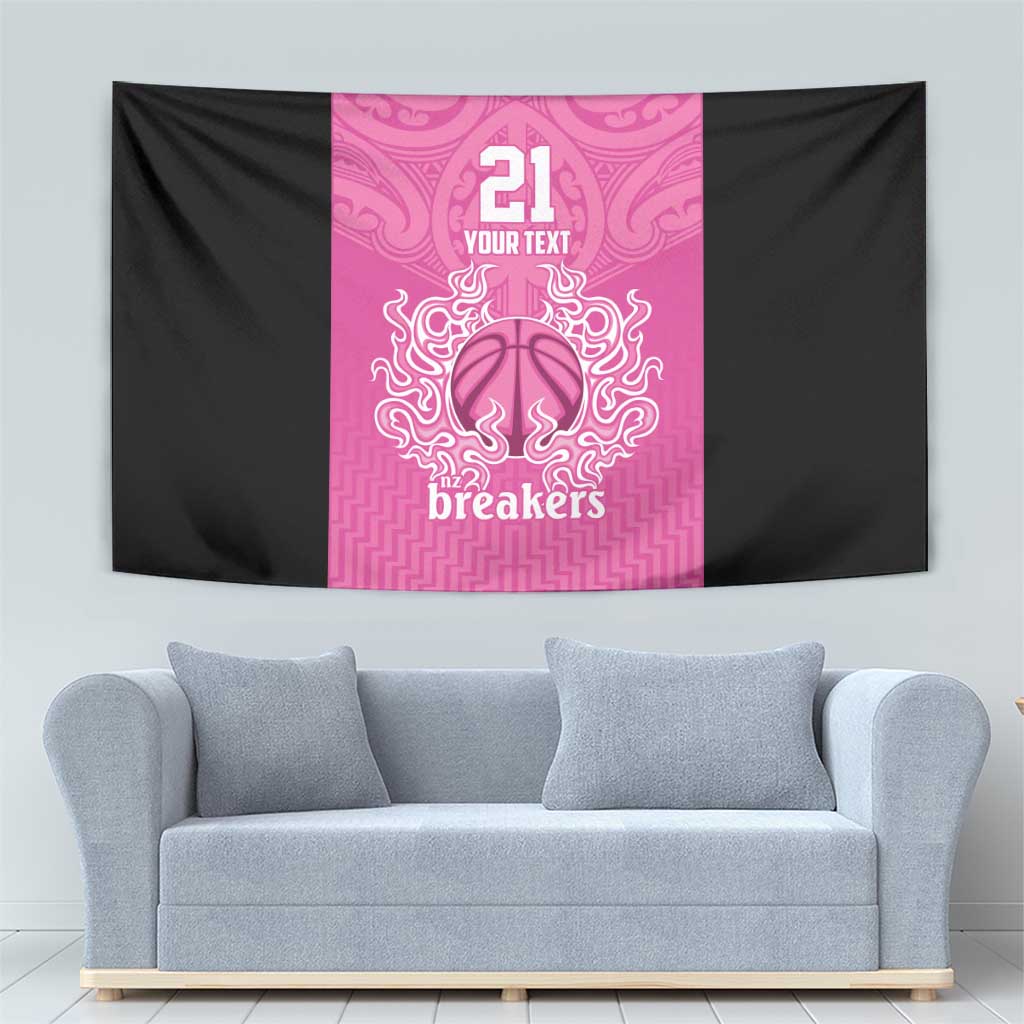 New Zealand Custom Tapestry Fire Basketball Maori Tribal Pink - Aussie Hoodie