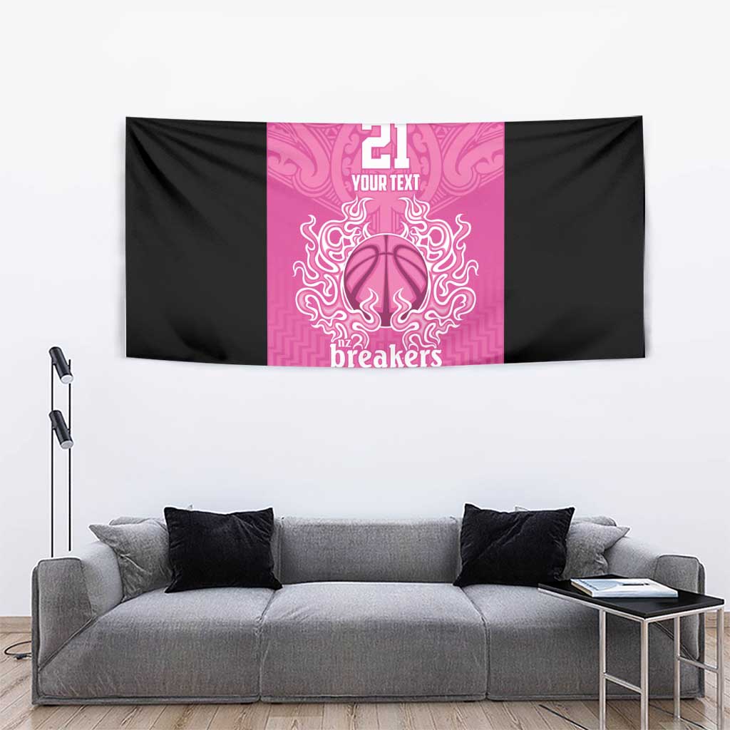 New Zealand Custom Tapestry Fire Basketball Maori Tribal Pink - Aussie Hoodie
