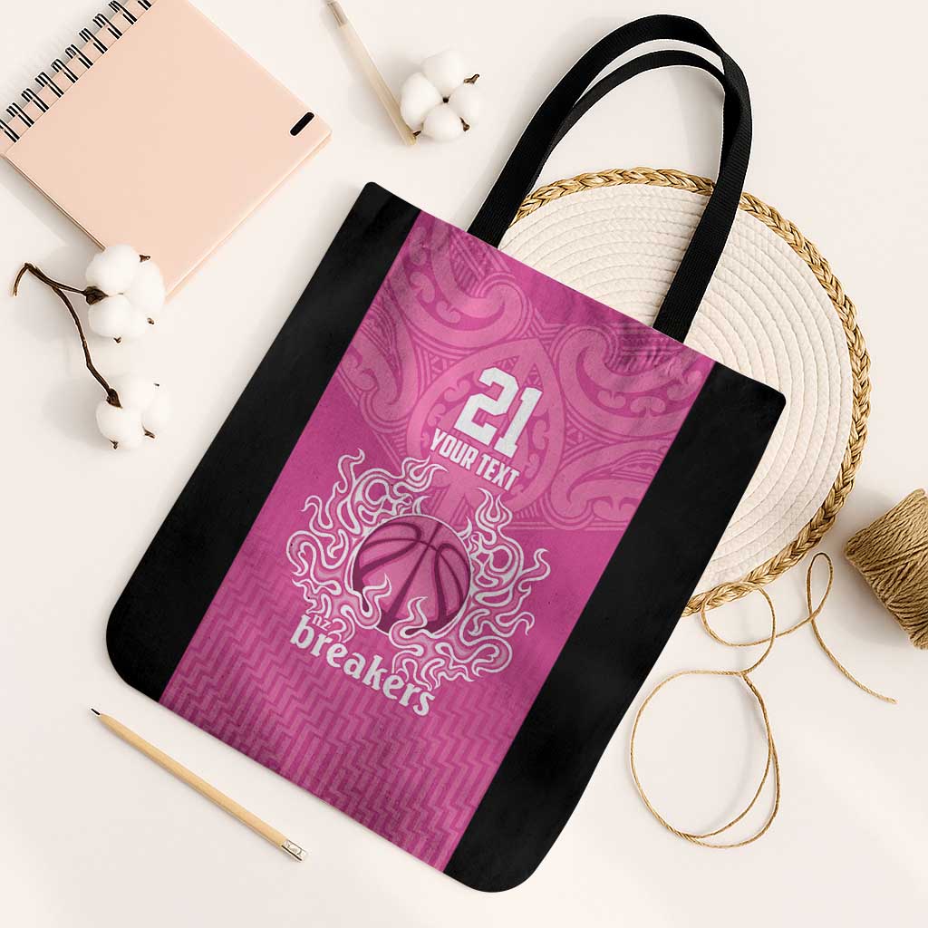 New Zealand Custom Tote Bag Fire Basketball Maori Tribal Pink - Aussie Hoodie