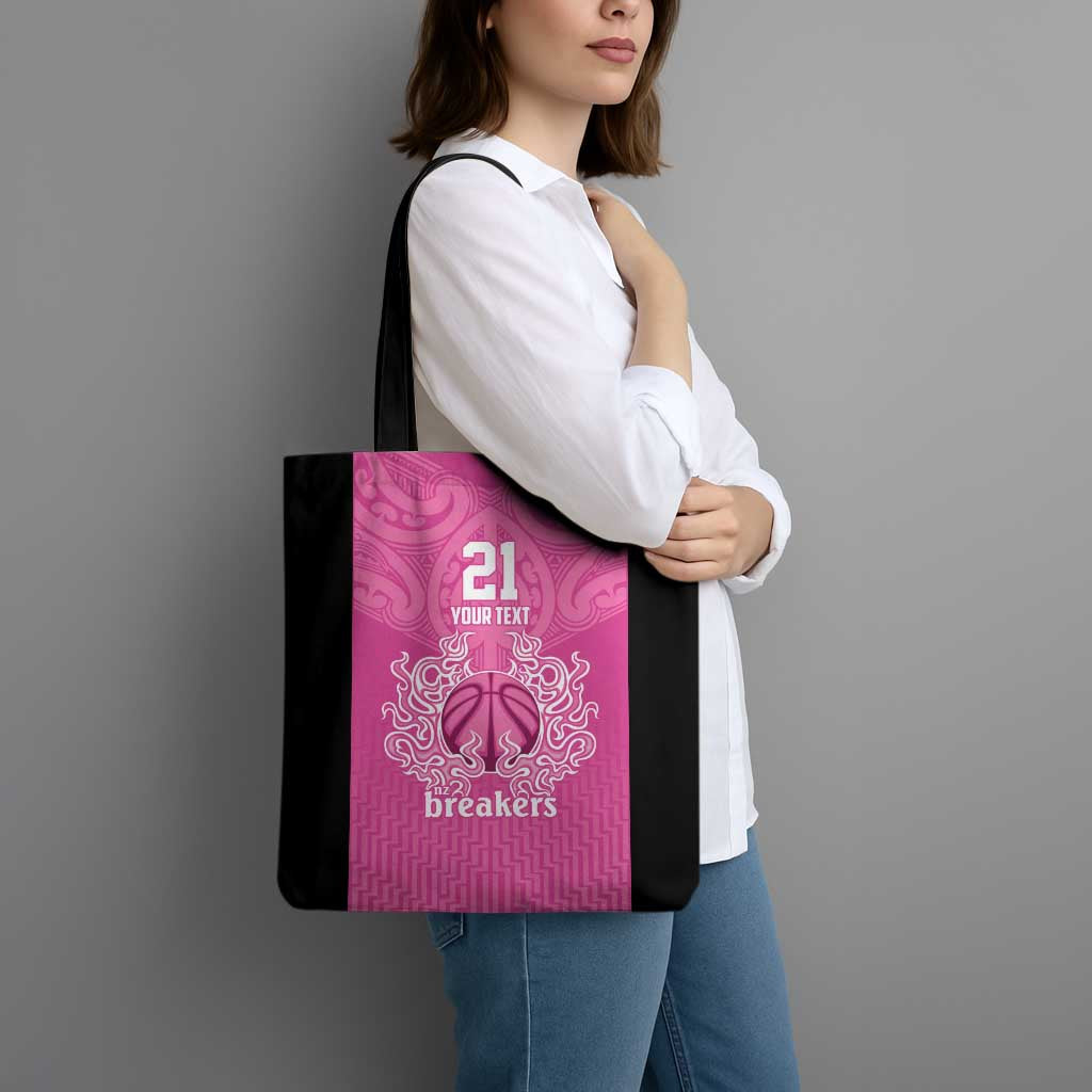 New Zealand Custom Tote Bag Fire Basketball Maori Tribal Pink - Aussie Hoodie
