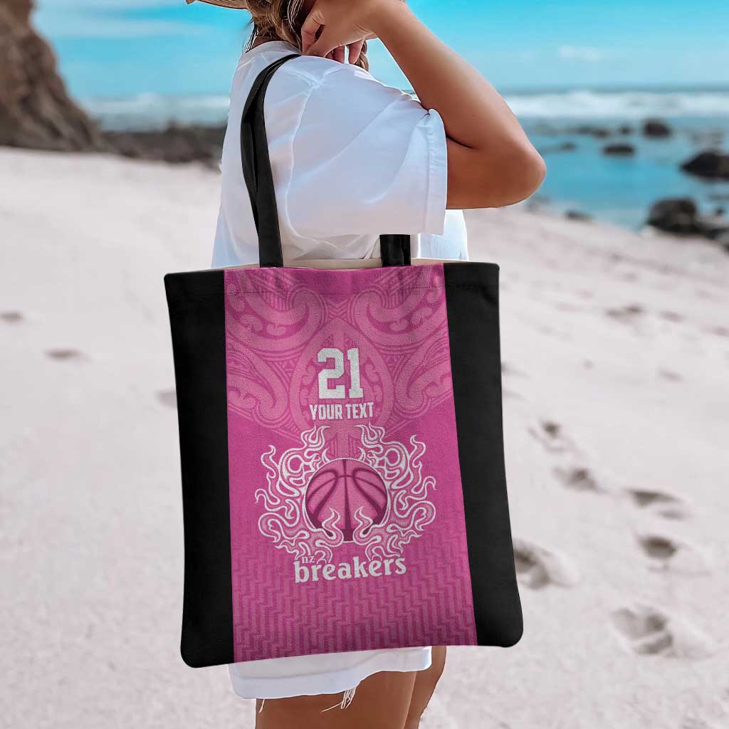 New Zealand Custom Tote Bag Fire Basketball Maori Tribal Pink - Aussie Hoodie