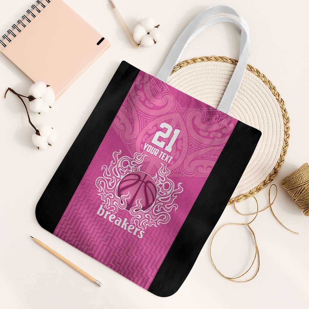 New Zealand Custom Tote Bag Fire Basketball Maori Tribal Pink - Aussie Hoodie