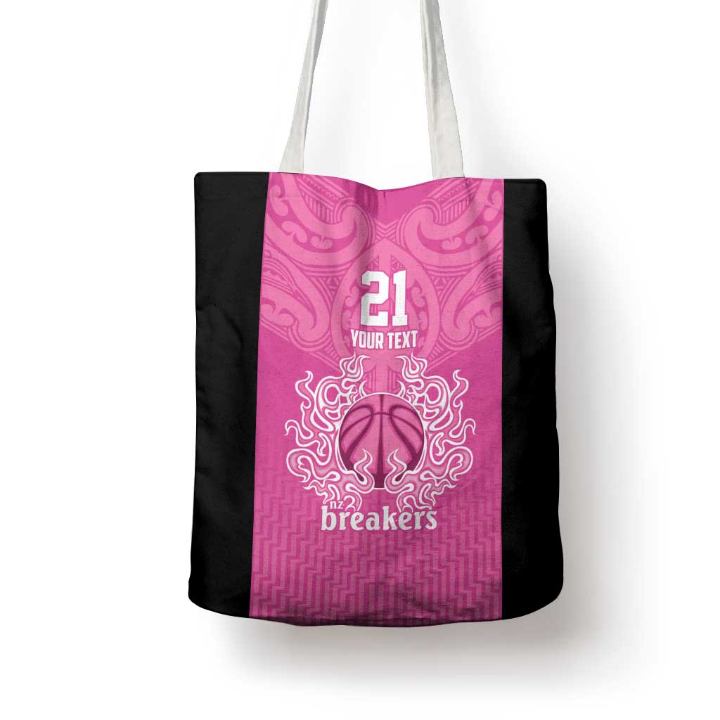 New Zealand Custom Tote Bag Fire Basketball Maori Tribal Pink - Aussie Hoodie