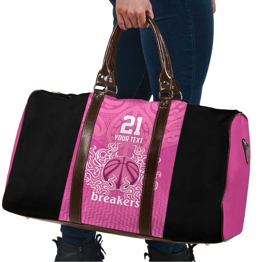 New Zealand Custom Travel Bag Fire Basketball Maori Tribal Pink - Aussie Hoodie