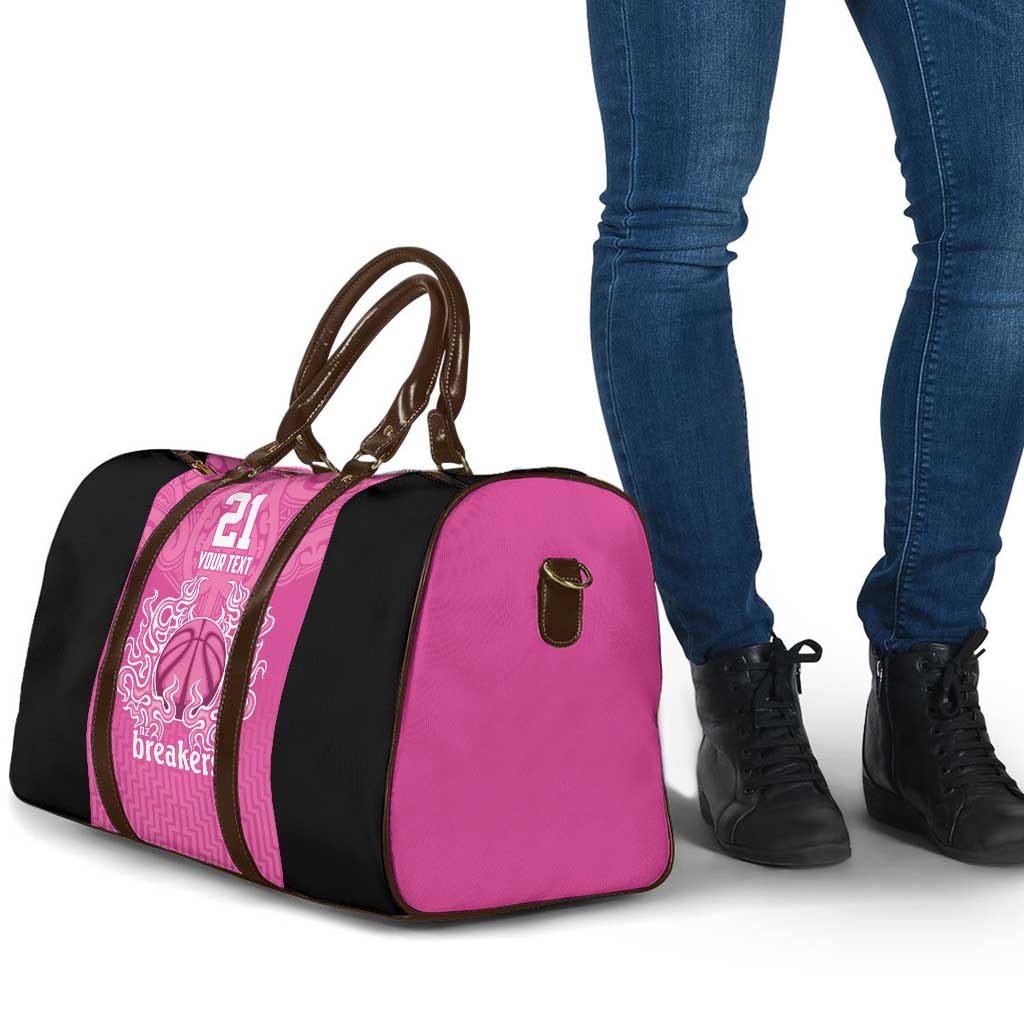 New Zealand Custom Travel Bag Fire Basketball Maori Tribal Pink - Aussie Hoodie
