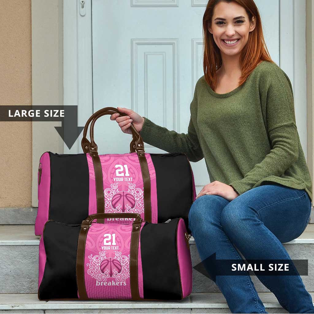 New Zealand Custom Travel Bag Fire Basketball Maori Tribal Pink - Aussie Hoodie