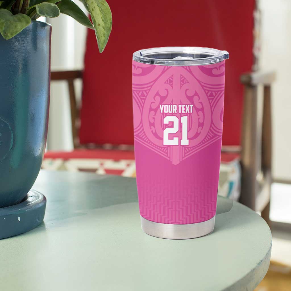 New Zealand Custom Tumbler Cup Fire Basketball Maori Tribal Pink - Aussie Hoodie