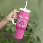 New Zealand Custom Tumbler With Handle Fire Basketball Maori Tribal Pink - Aussie Hoodie