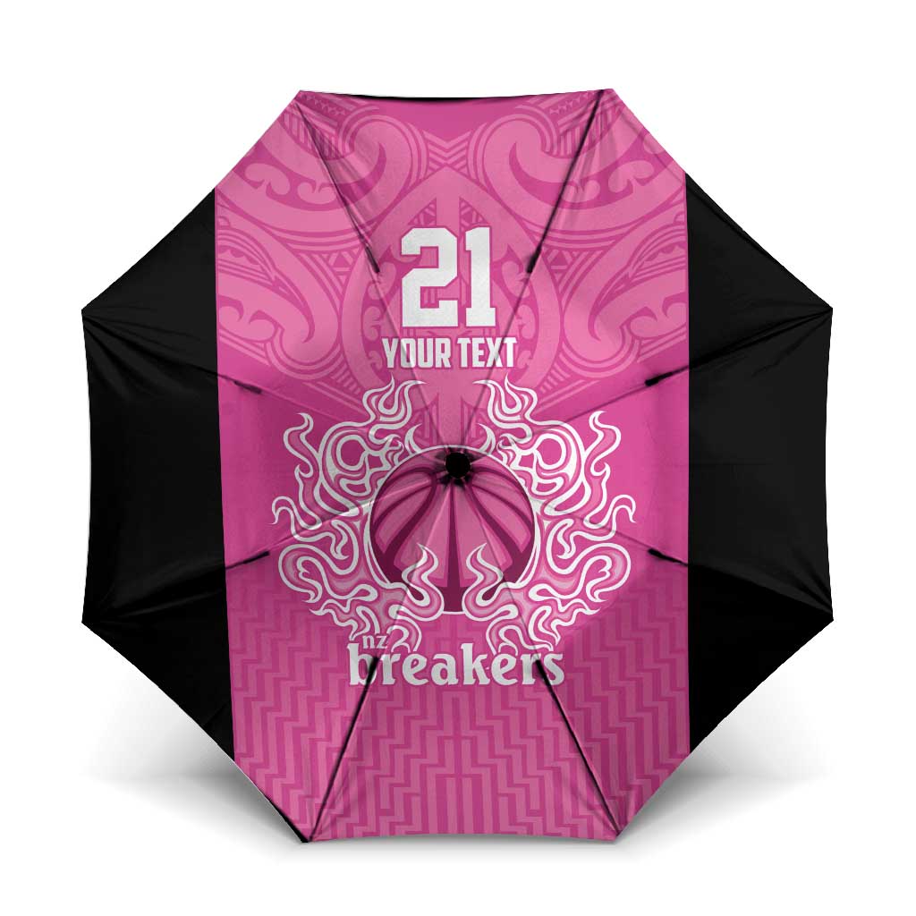 New Zealand Custom Umbrella Fire Basketball Maori Tribal Pink - Aussie Hoodie