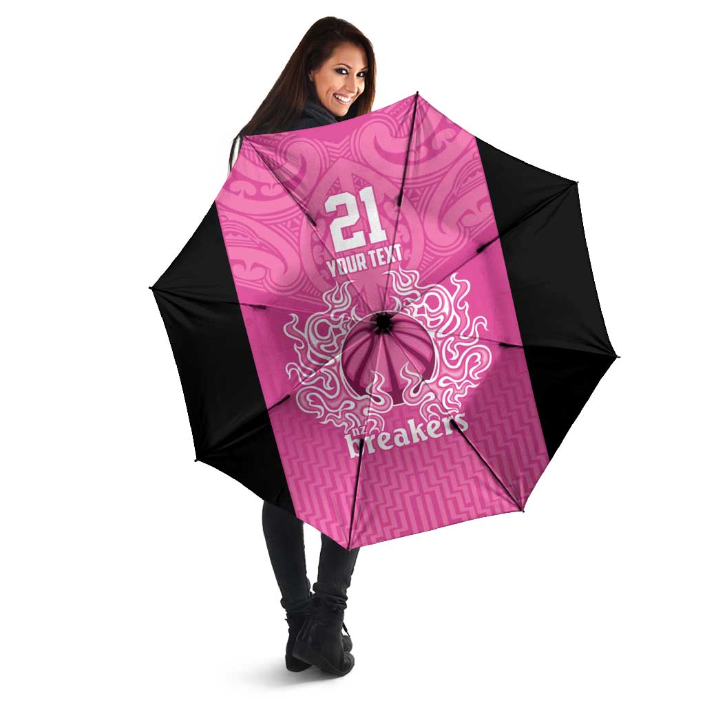New Zealand Custom Umbrella Fire Basketball Maori Tribal Pink - Aussie Hoodie