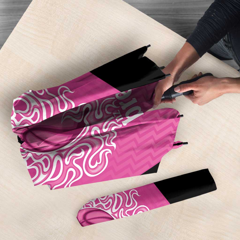 New Zealand Custom Umbrella Fire Basketball Maori Tribal Pink - Aussie Hoodie