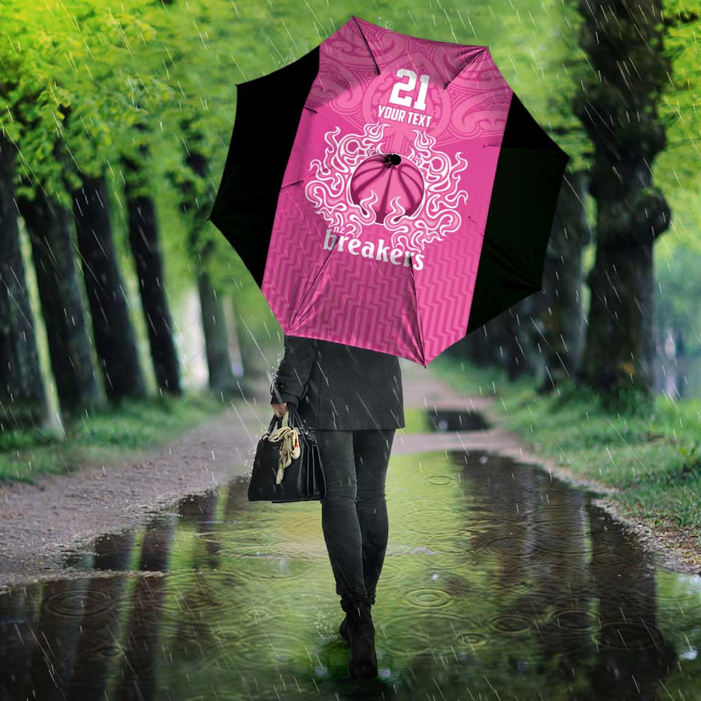 New Zealand Custom Umbrella Fire Basketball Maori Tribal Pink - Aussie Hoodie