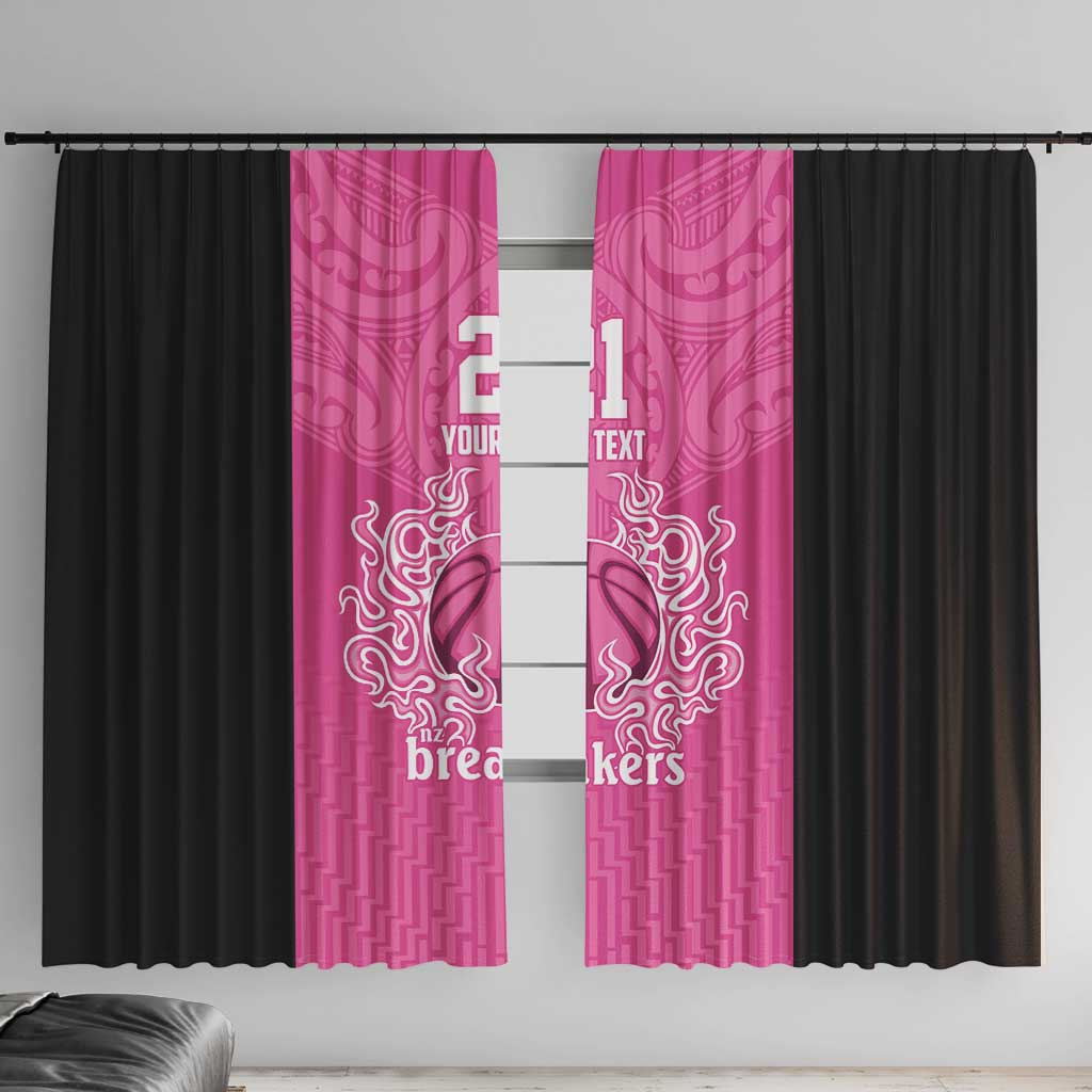 New Zealand Custom Window Curtain Fire Basketball Maori Tribal Pink - Aussie Hoodie