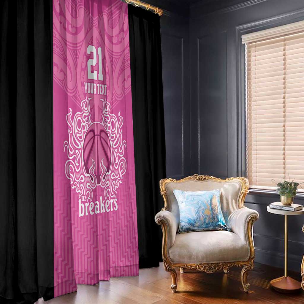 New Zealand Custom Window Curtain Fire Basketball Maori Tribal Pink - Aussie Hoodie