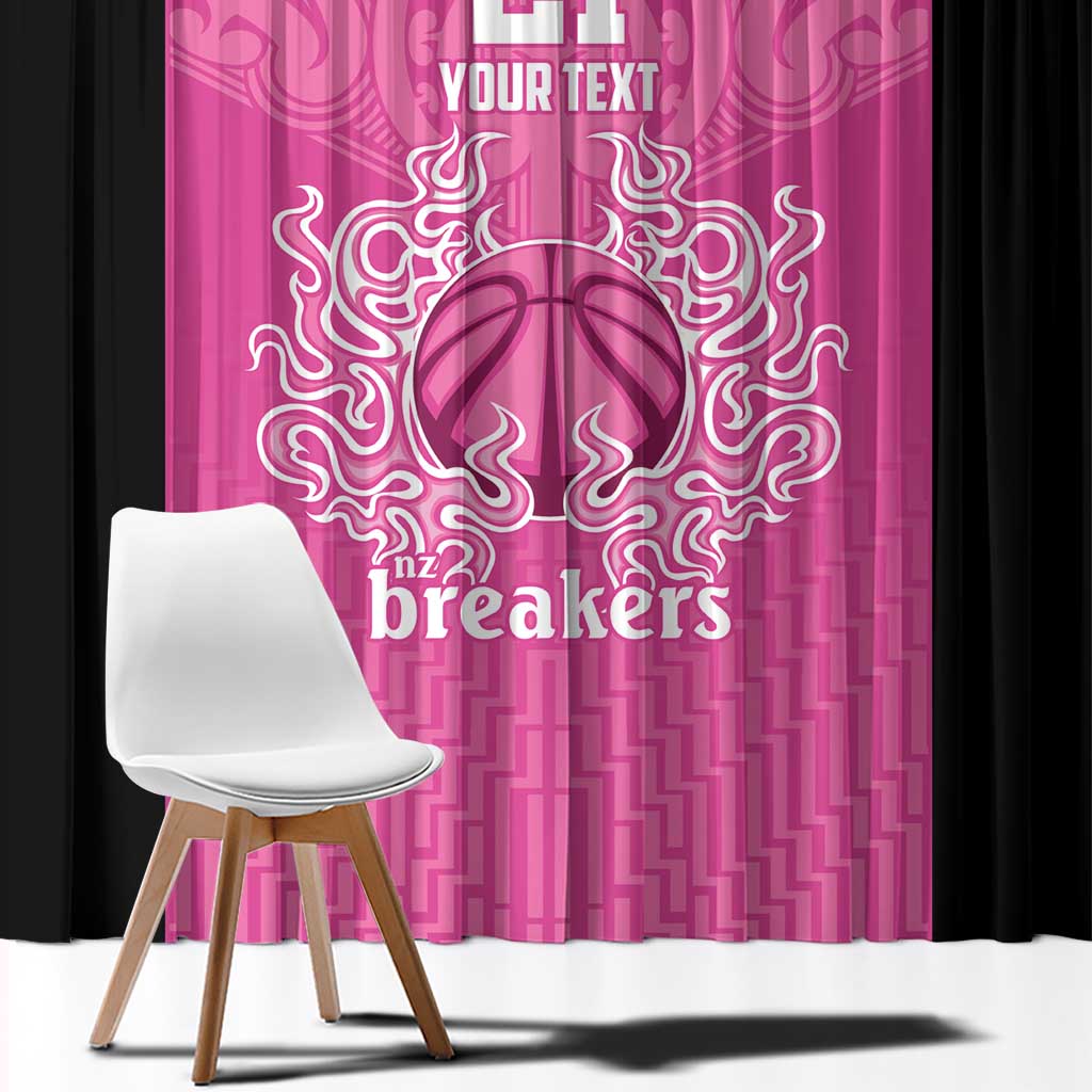 New Zealand Custom Window Curtain Fire Basketball Maori Tribal Pink - Aussie Hoodie