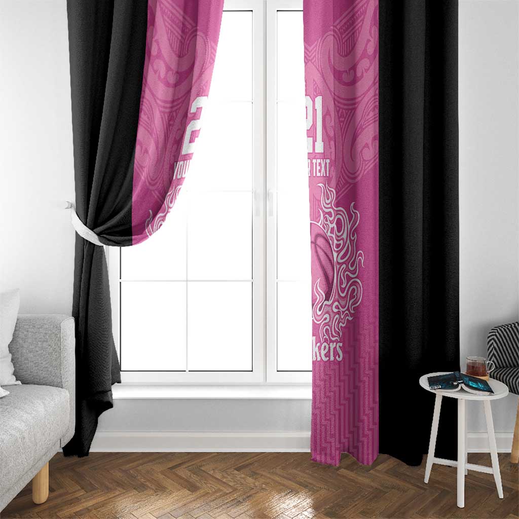 New Zealand Custom Window Curtain Fire Basketball Maori Tribal Pink - Aussie Hoodie