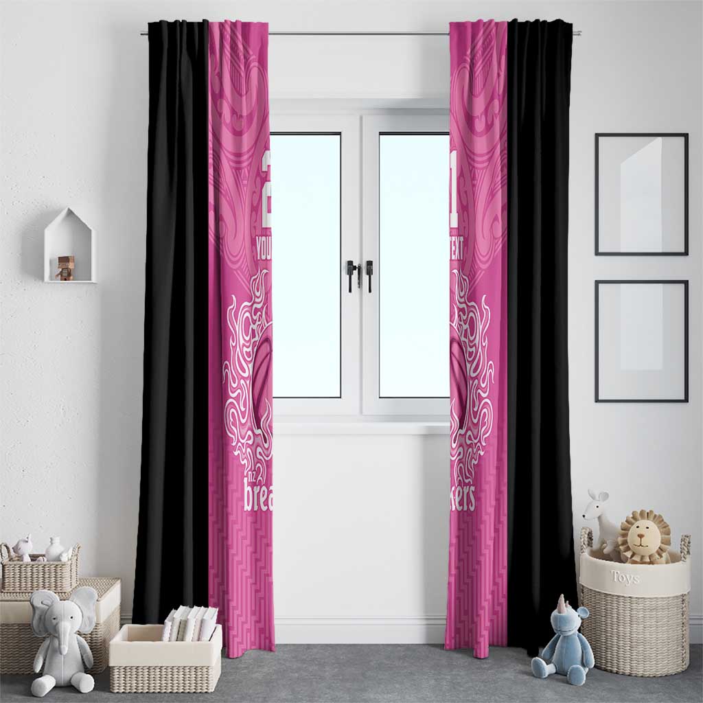 New Zealand Custom Window Curtain Fire Basketball Maori Tribal Pink - Aussie Hoodie