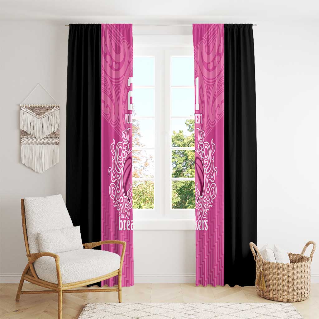 New Zealand Custom Window Curtain Fire Basketball Maori Tribal Pink - Aussie Hoodie