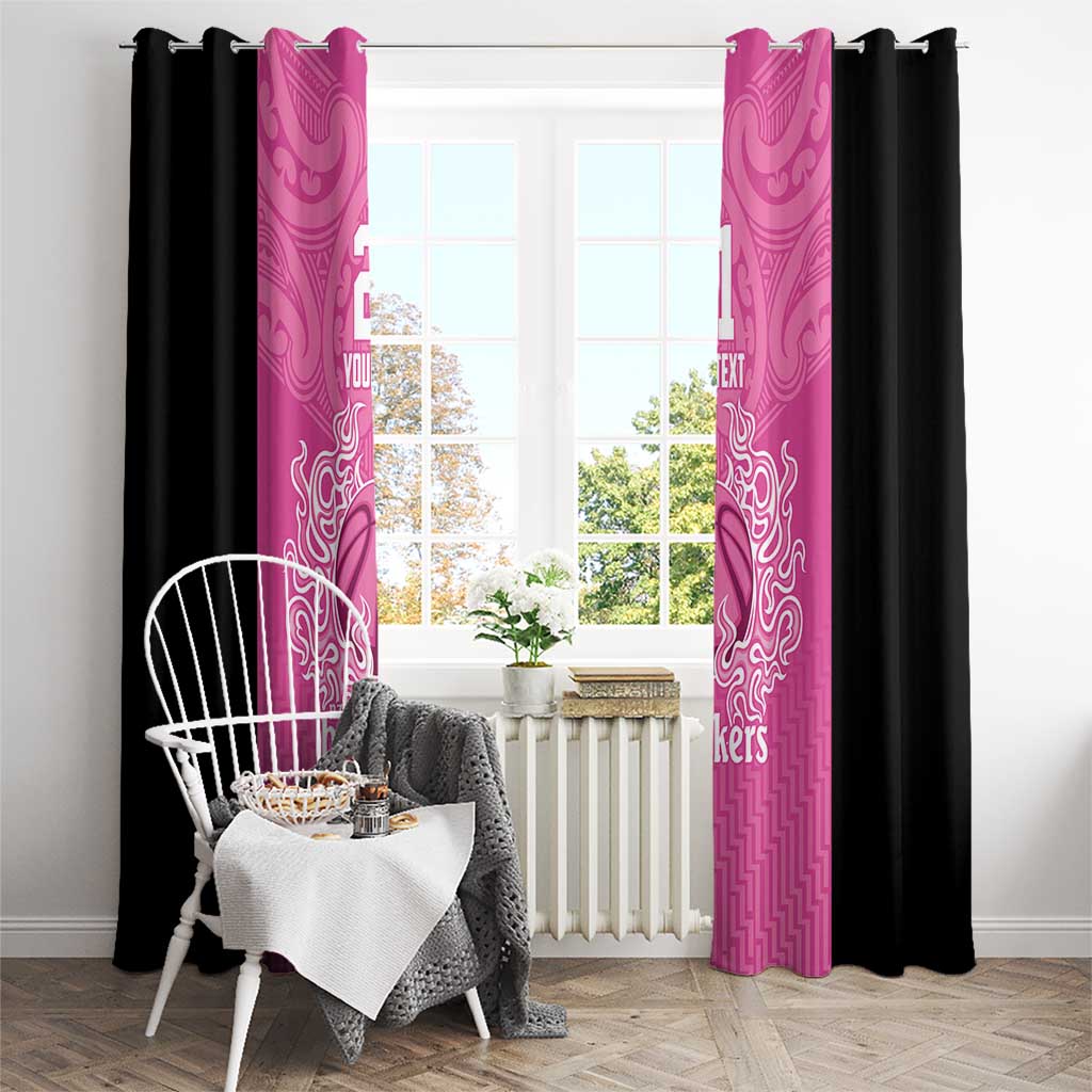 New Zealand Custom Window Curtain Fire Basketball Maori Tribal Pink - Aussie Hoodie