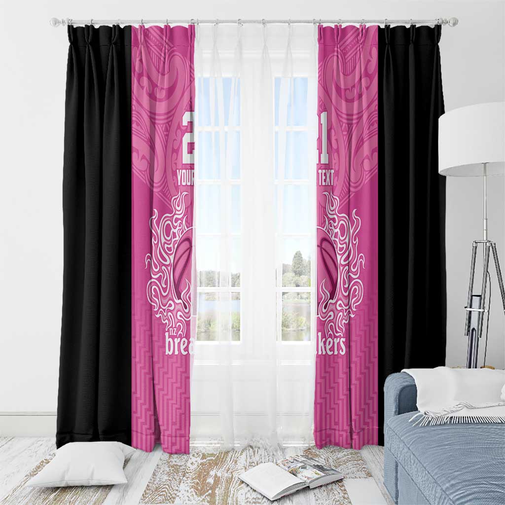 New Zealand Custom Window Curtain Fire Basketball Maori Tribal Pink - Aussie Hoodie