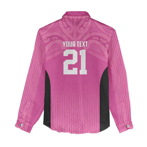 New Zealand Custom Women Casual Shirt Fire Basketball Maori Tribal Pink - Aussie Hoodie