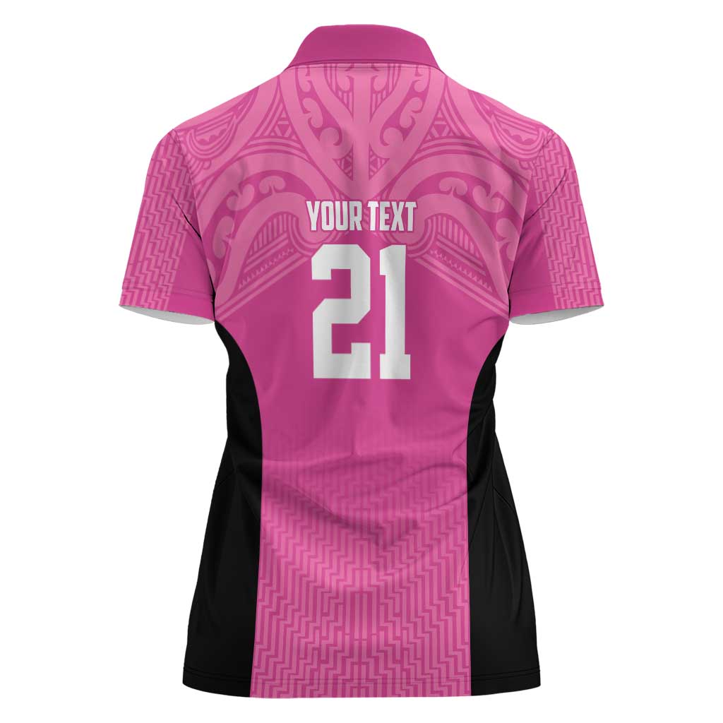 New Zealand Custom Women Polo Shirt Fire Basketball Maori Tribal Pink - Aussie Hoodie