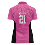 New Zealand Custom Women Polo Shirt Fire Basketball Maori Tribal Pink - Aussie Hoodie