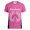 New Zealand Custom Women V-Neck T-Shirt Fire Basketball Maori Tribal Pink - Aussie Hoodie