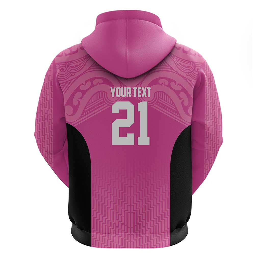 New Zealand Custom Zip Hoodie Fire Basketball Maori Tribal Pink - Aussie Hoodie