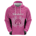 New Zealand Custom Zip Hoodie Fire Basketball Maori Tribal Pink - Aussie Hoodie
