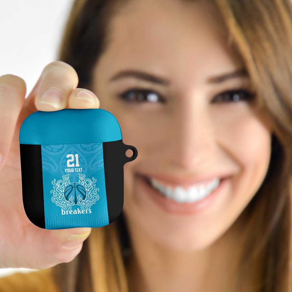 New Zealand Custom AirPods Case Fire Basketball Maori Tribal Sky Blue - Aussie Hoodie