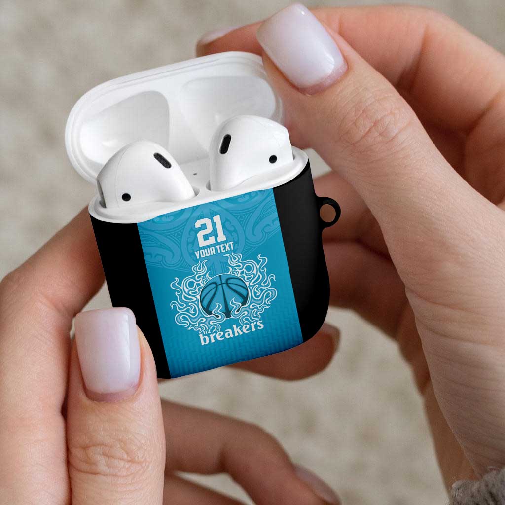New Zealand Custom AirPods Case Fire Basketball Maori Tribal Sky Blue - Aussie Hoodie