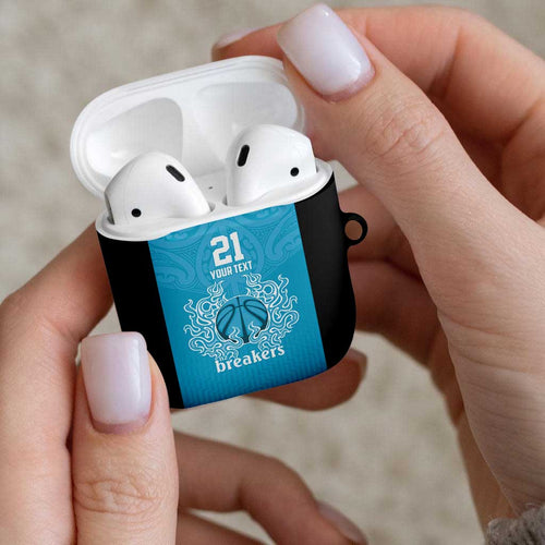 New Zealand Custom AirPods Case Fire Basketball Maori Tribal Sky Blue - Aussie Hoodie