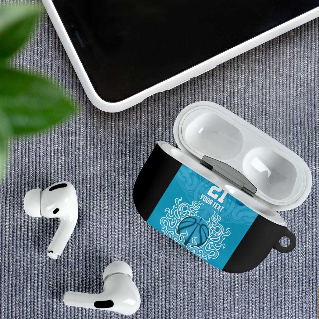New Zealand Custom AirPods Case Fire Basketball Maori Tribal Sky Blue - Aussie Hoodie
