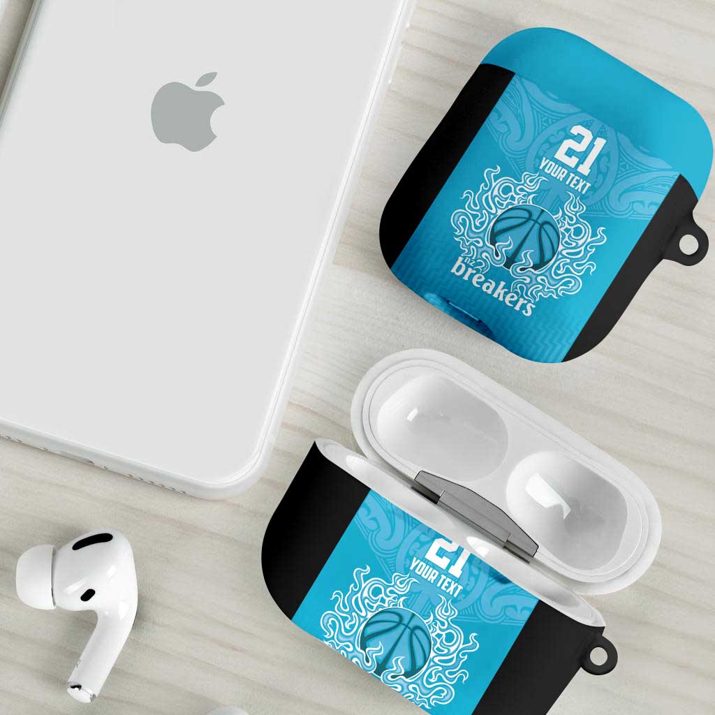 New Zealand Custom AirPods Case Fire Basketball Maori Tribal Sky Blue - Aussie Hoodie