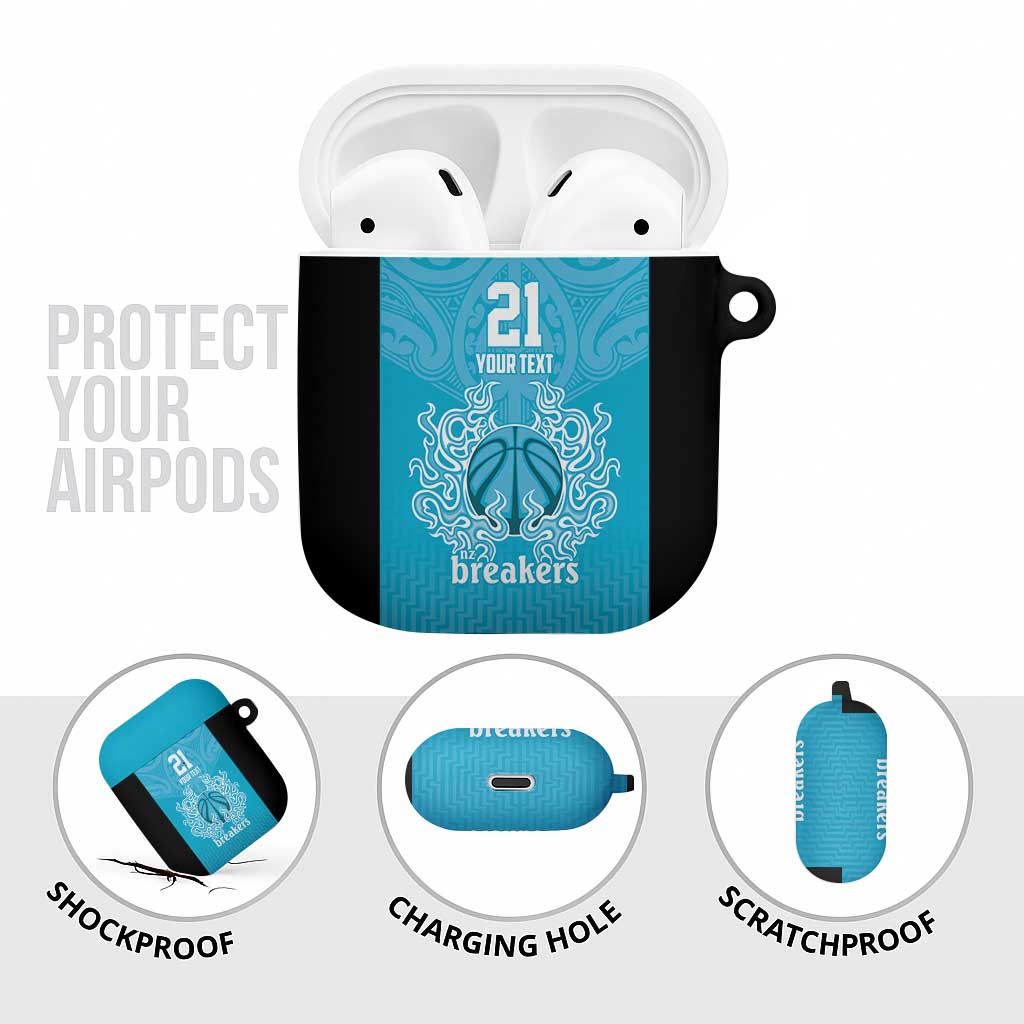 New Zealand Custom AirPods Case Fire Basketball Maori Tribal Sky Blue - Aussie Hoodie