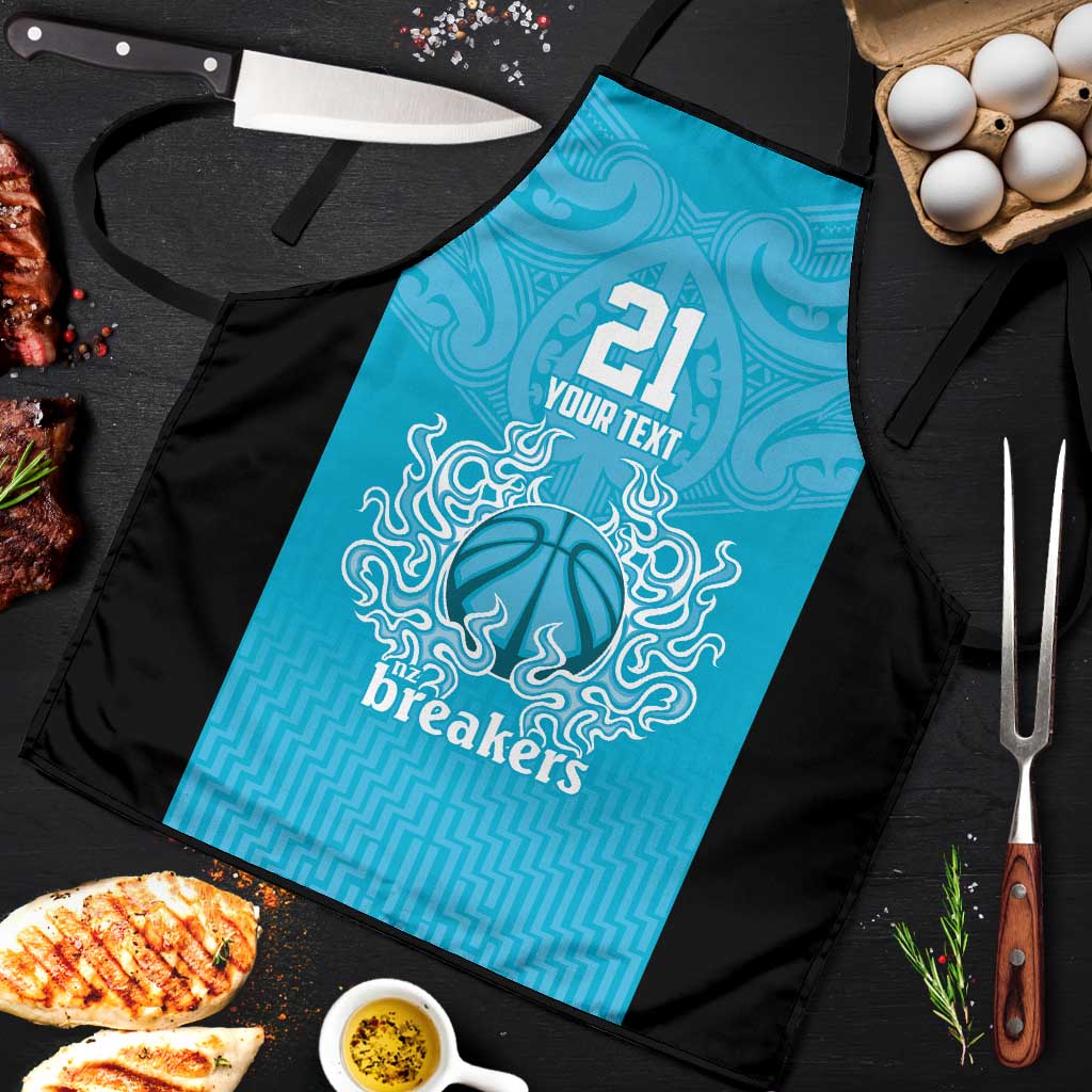 New Zealand Custom Apron Fire Basketball Maori Tribal Sky Blue - Aussie Hoodie