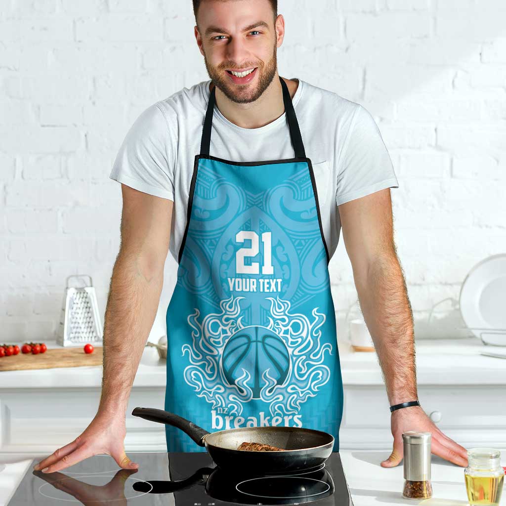 New Zealand Custom Apron Fire Basketball Maori Tribal Sky Blue - Aussie Hoodie