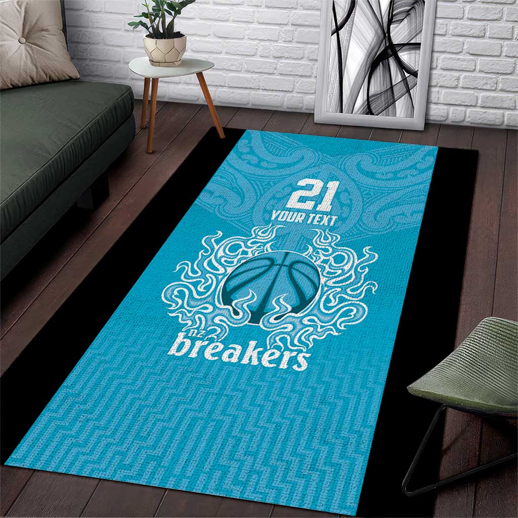 New Zealand Custom Area Rug Fire Basketball Maori Tribal Sky Blue - Aussie Hoodie